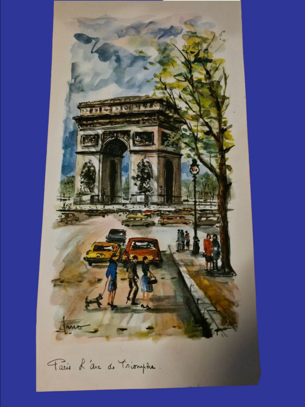 4/$67 Deal! Vintage Paris Street Scene Watercolor Print